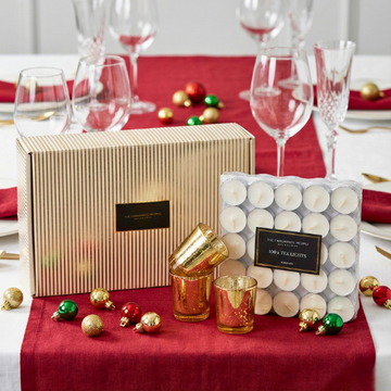 100 Tea Light Candle with 6 Gold Mercury Votive (Buy 1 Get 1 Free)