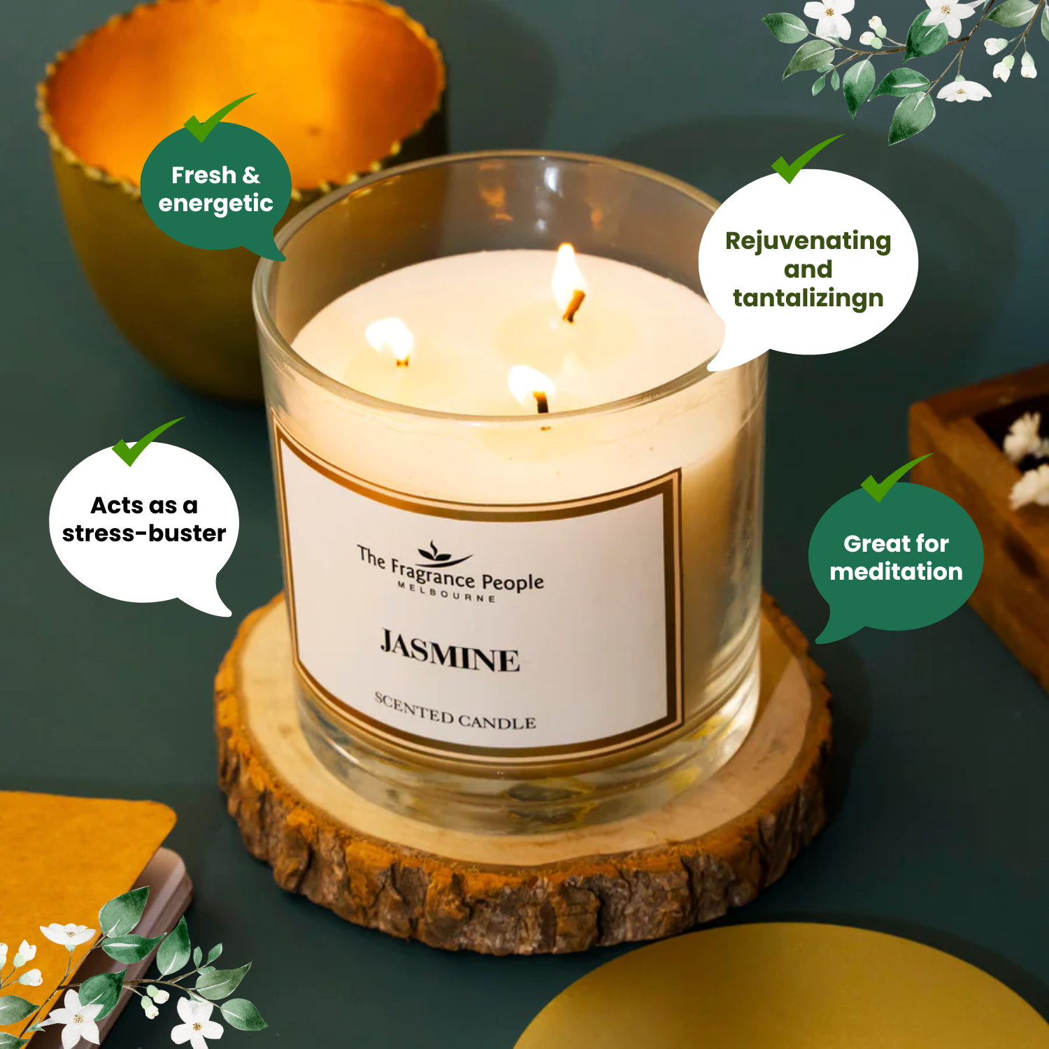Jasmine 3Wick Scented Candle