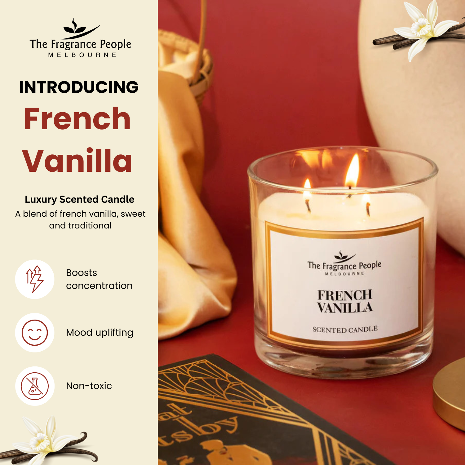French Vanilla 3 Wick Scented Candle