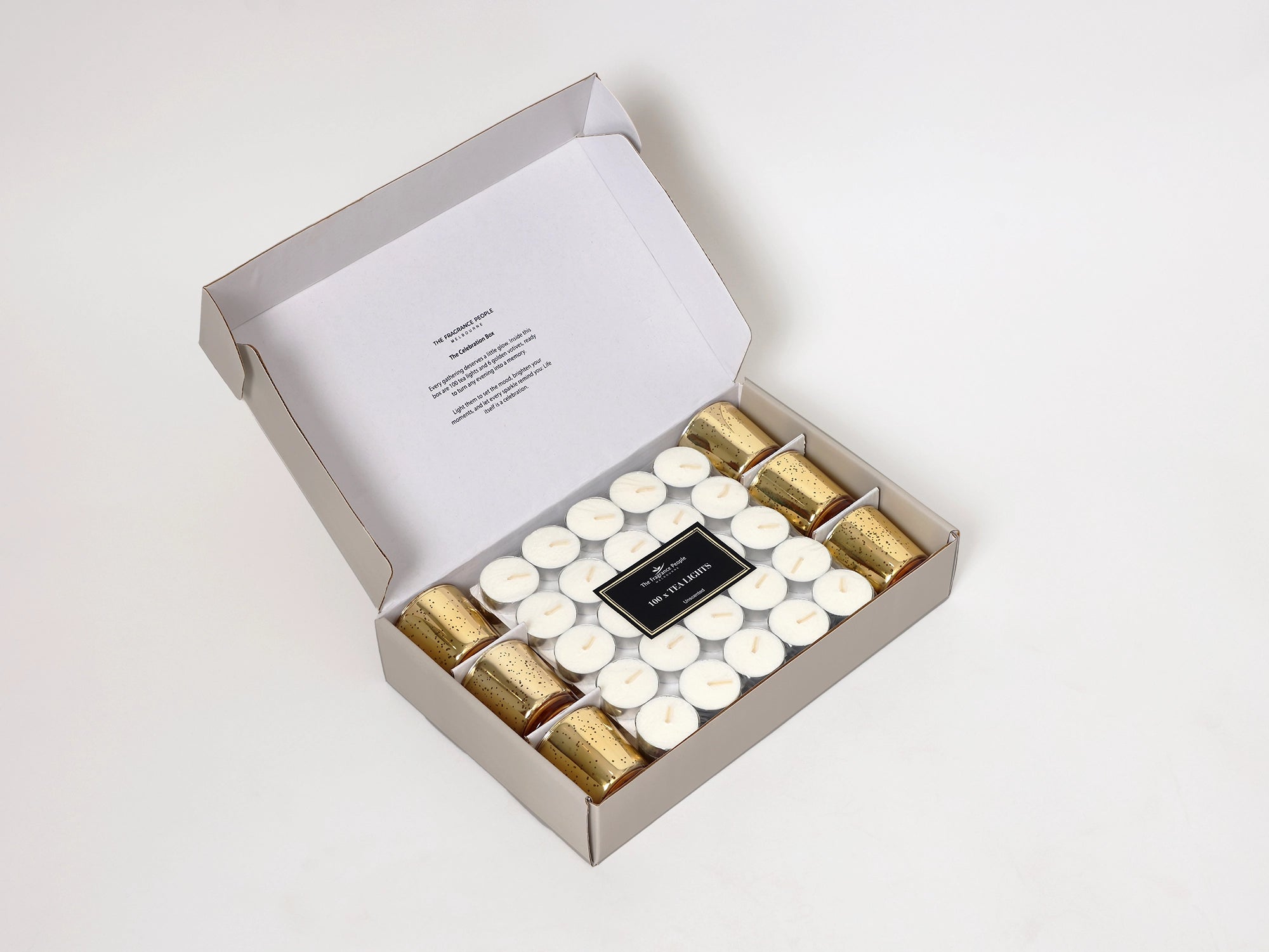 100 Tea Light Candle with 6 Gold Mercury Votive
