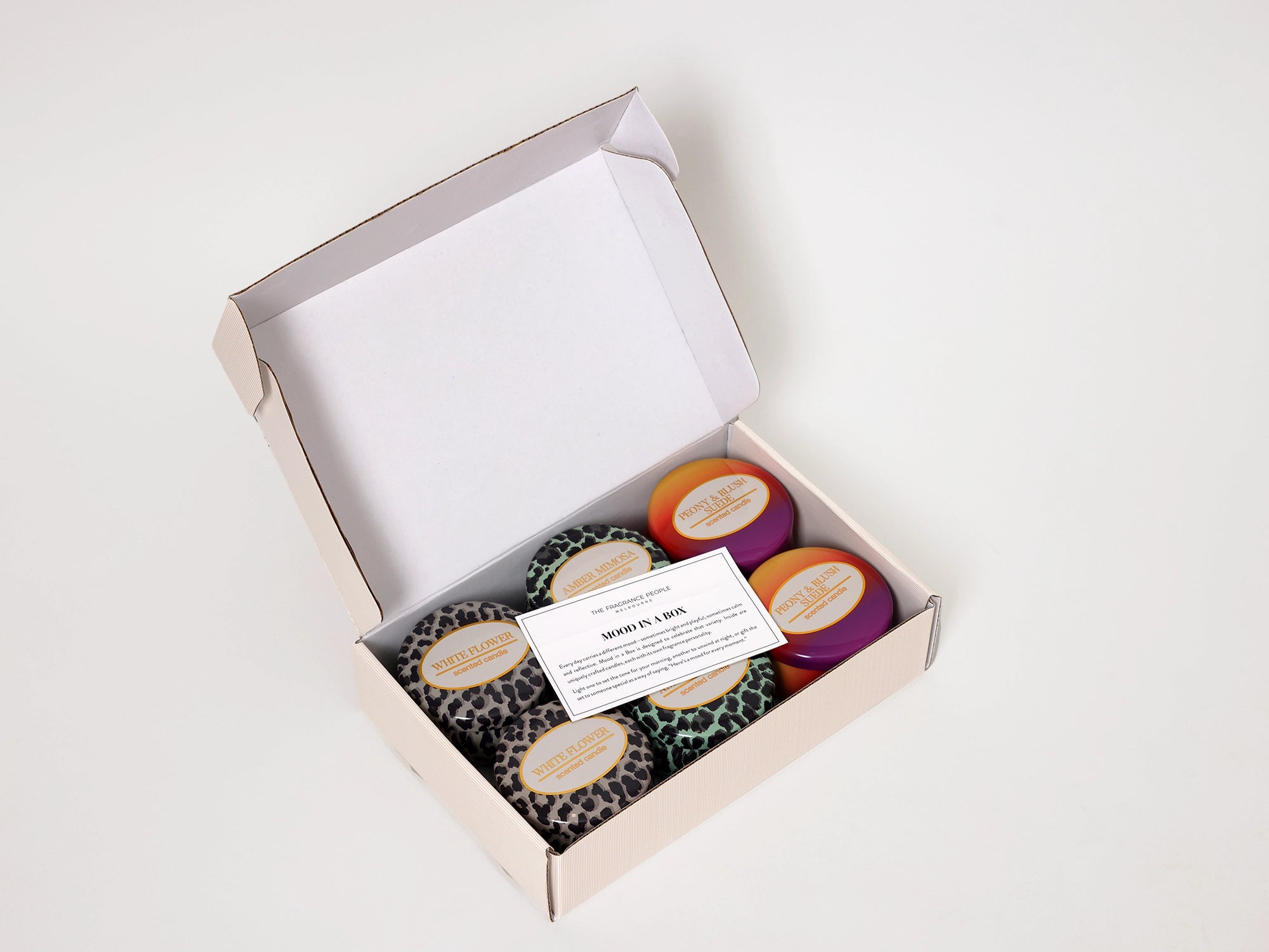 Mood in a Box – Safari Candle Giftset (Set of 6 Scented Tin Candles)